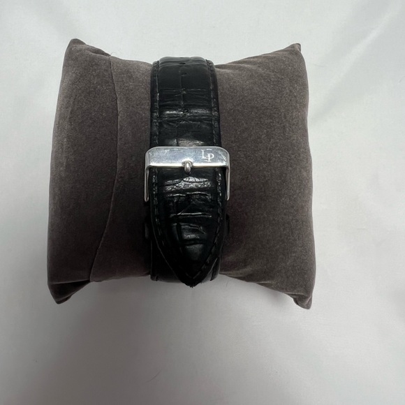 Lucien Piccard 12011 Black Leather Men's Chronograph Watch with White Face - Picture 11 of 12